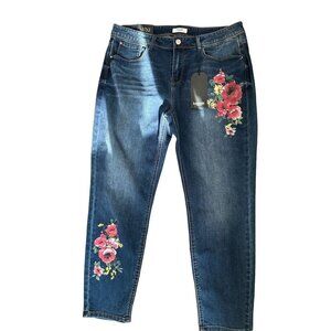 NEW!! Women's KENZIE Jeans Size 14/32 Blue with Red Floral